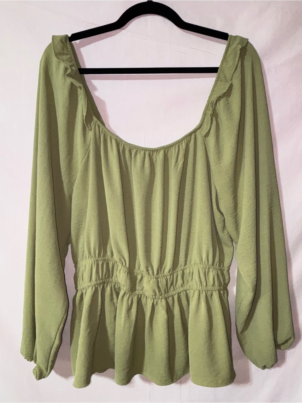 Nine West Olive Green Peasant Blouse